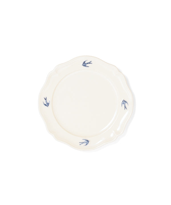 Early Bird Round Plate L White & Blue (19.5 x 19.5 x 2 cm)
