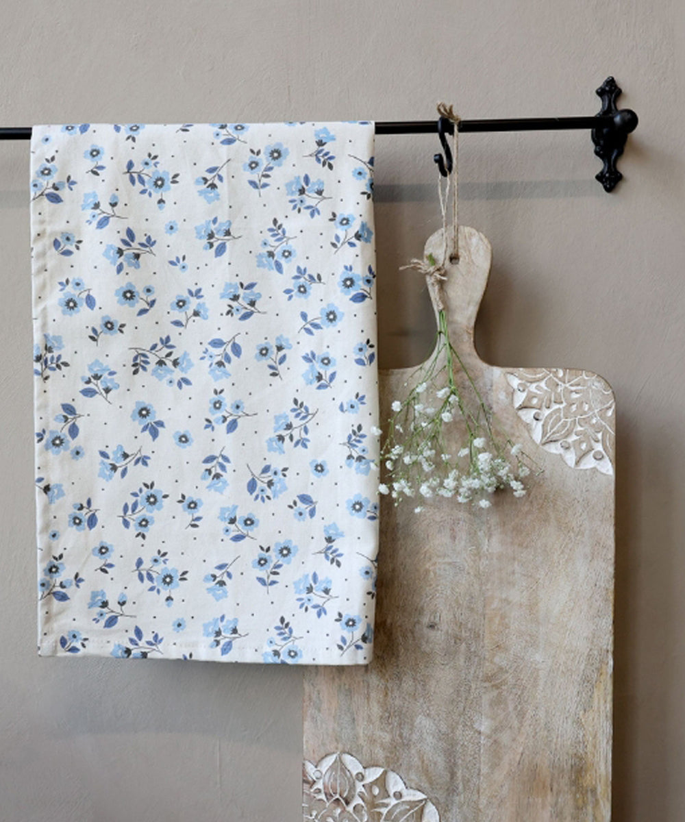 Aix Tea Towel w. Flowers L70/W50 cm ocean Blue