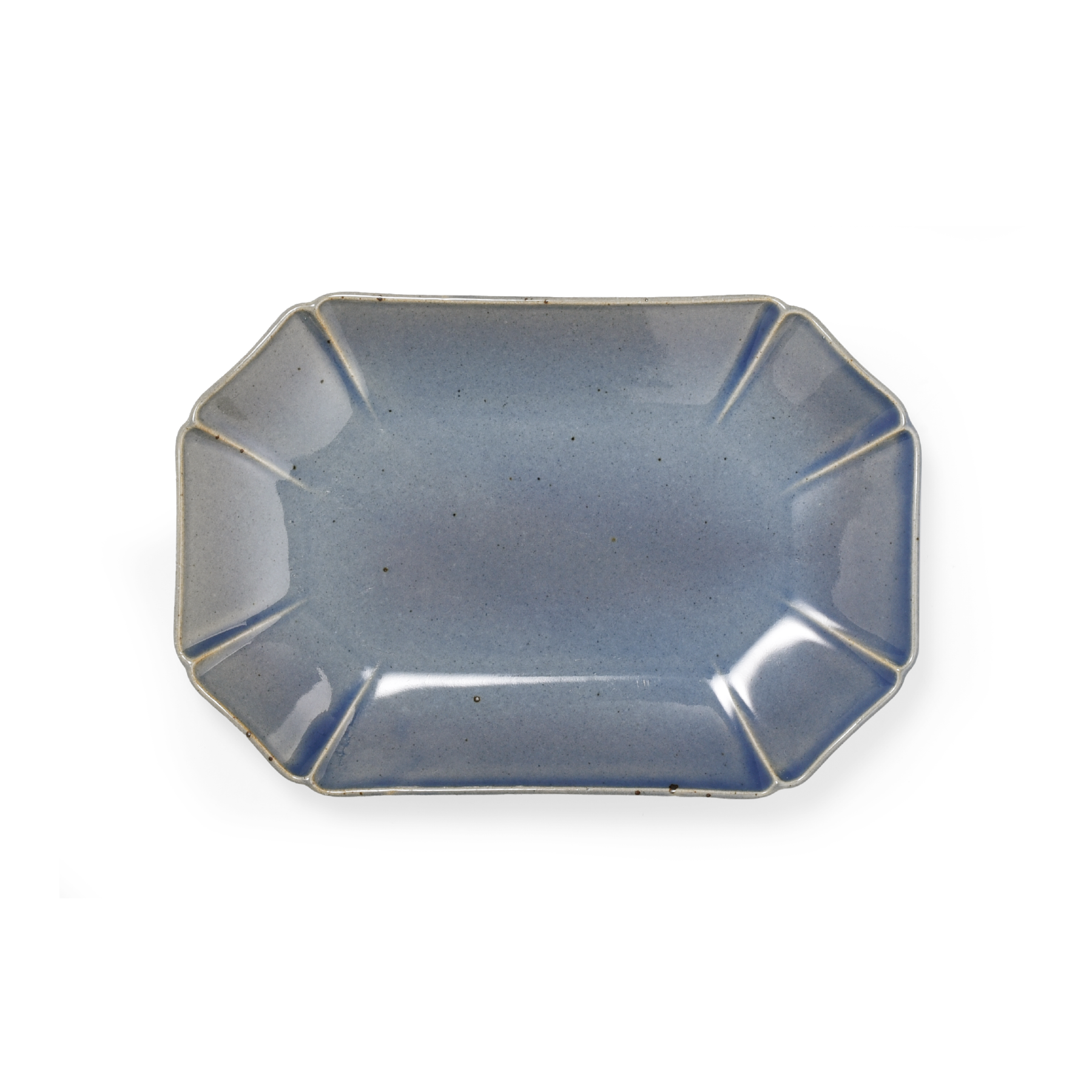 Marumitsu Hitohana rectangle plate
 flower-shaped Pottery blue W- 1.85 cm D- 1.26 cm H- 0.26