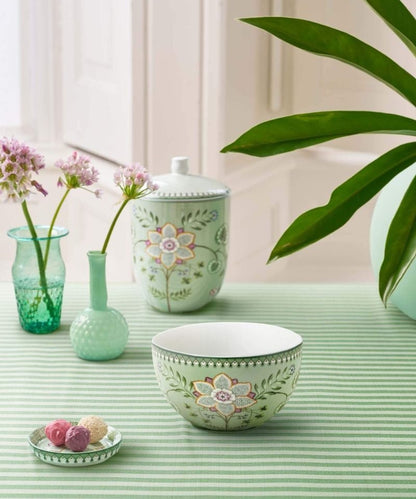 Bowl Lily & Lotus Light Green 18Cm - delicate mint-green ceramic bowl hand-painted