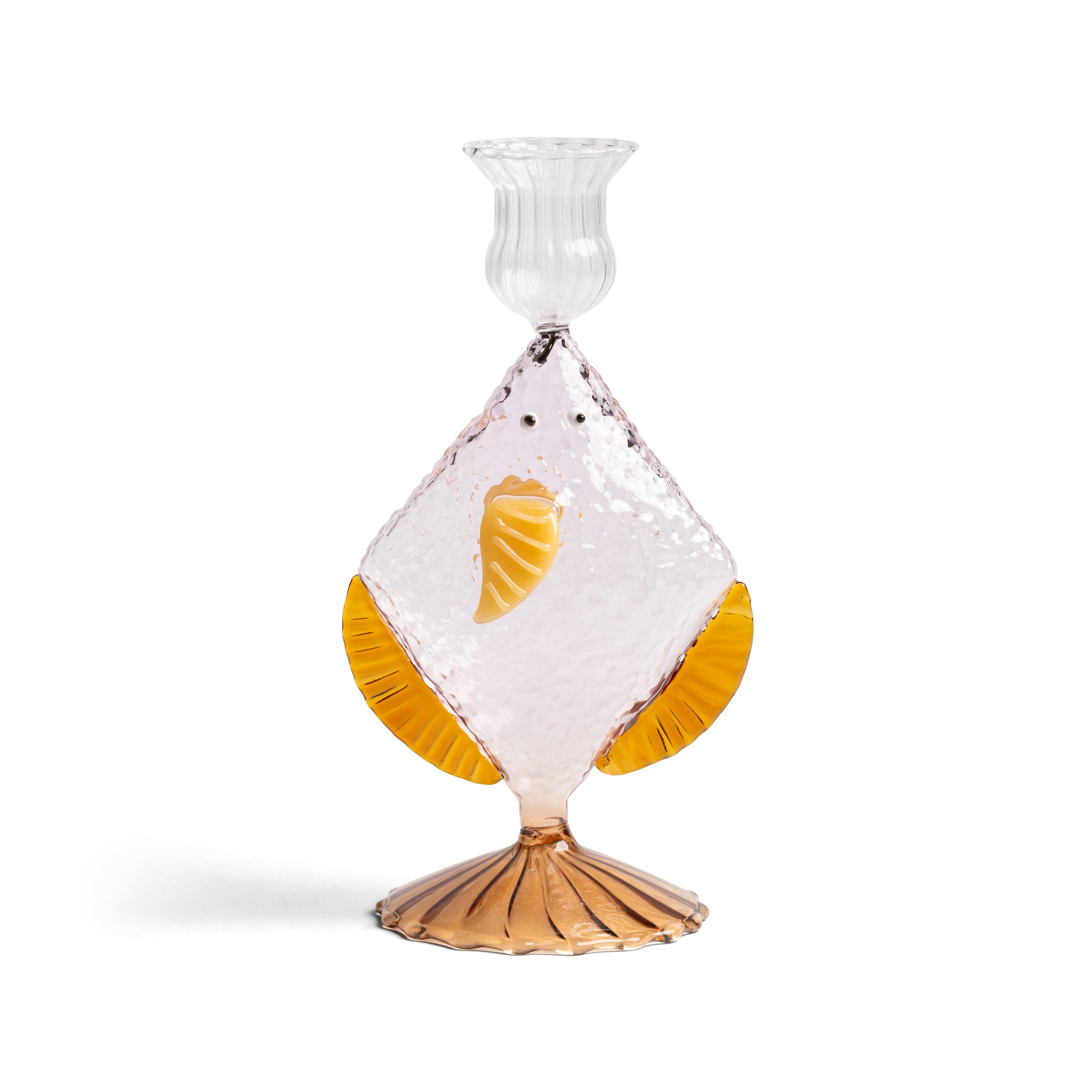 Klevering Candle Holder Fish Pink L- 10 cm W- 7.5 cm H- 18 cm Glass