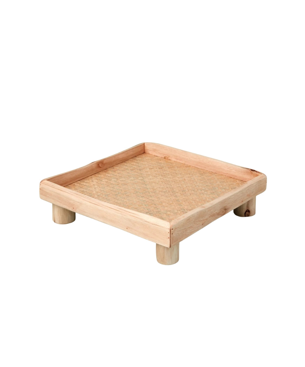 Square Pedestal Tray In Reclaimed Wood Miramar