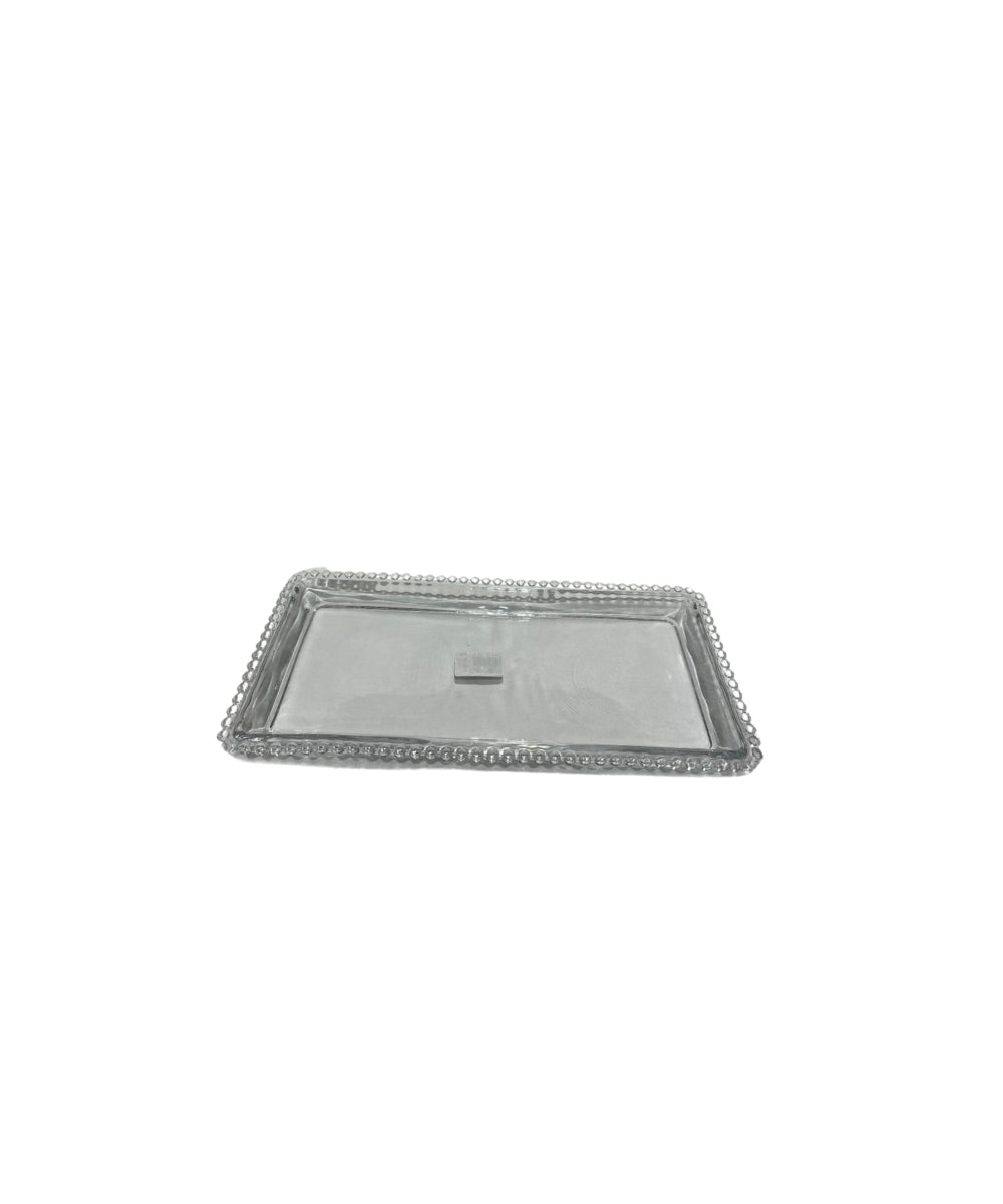 Large Rectangular Glass Tray With Balls - rectangular silver tray beaded edge