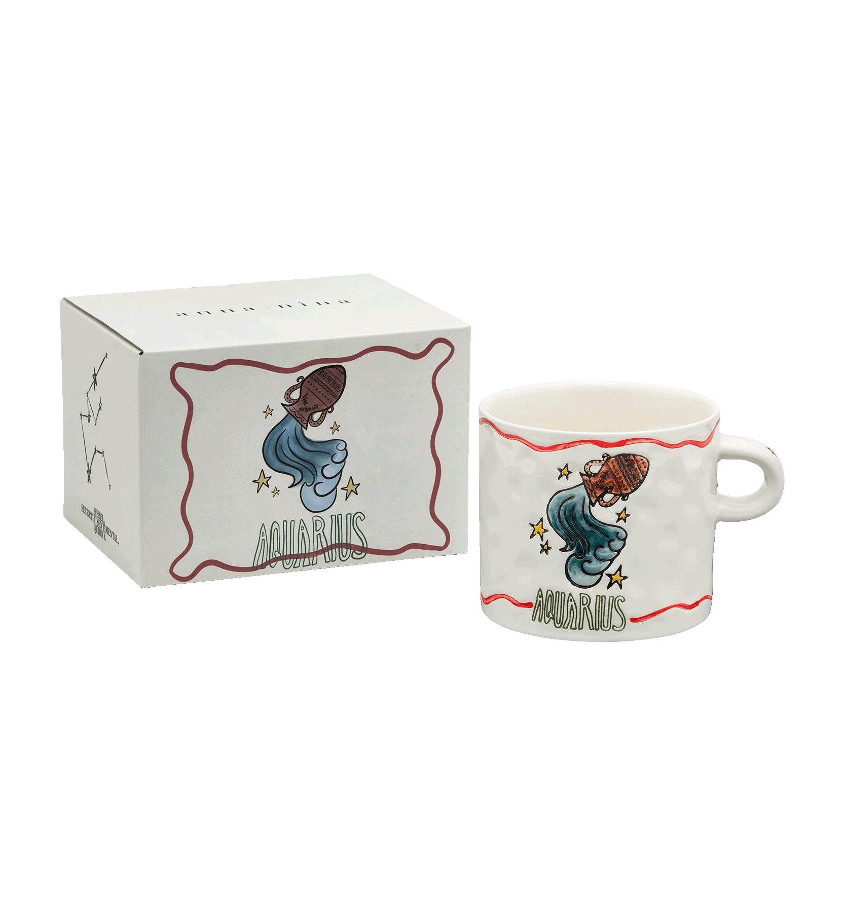Anna + Nina Aquarius Zodiac Tea Mug H- 9 cm D- 10 cm Ceramic