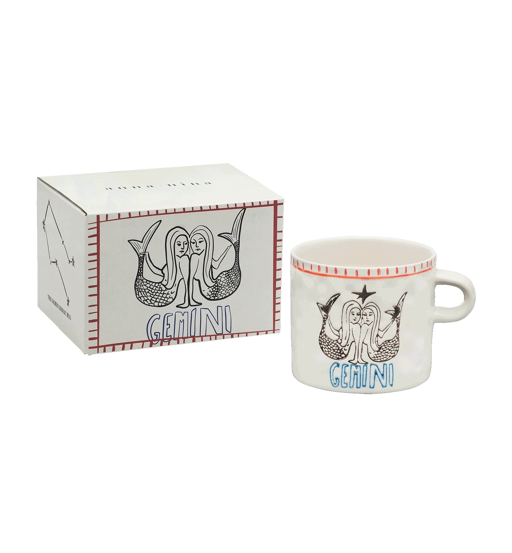 Anna + Nina Gemini Zodiac Tea Mug H- 9 cm D- 10 cm Ceramic