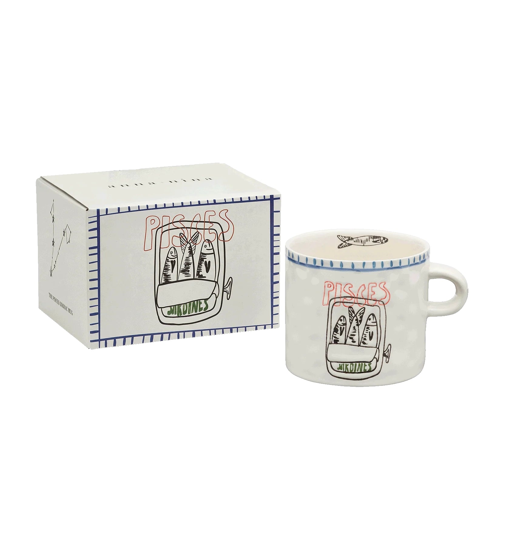 Anna + Nina Pisces Zodiac Tea Mug - 9 cm D- 10 cm Ceramic