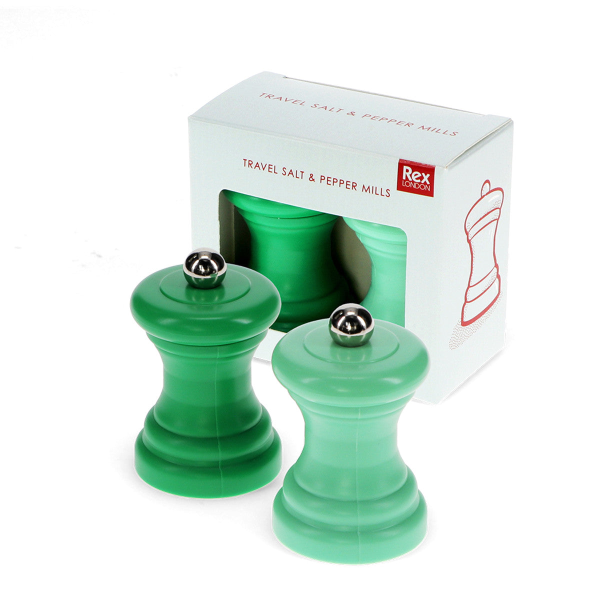 Rex London Travel salt & pepper mill set - Green L- 4.2 cm W- 4.2 cm H- 7 cm