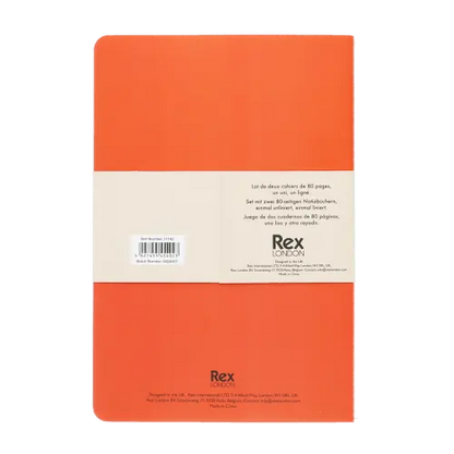 Rex London A5 notebooks (set of 2) - Orange & blue