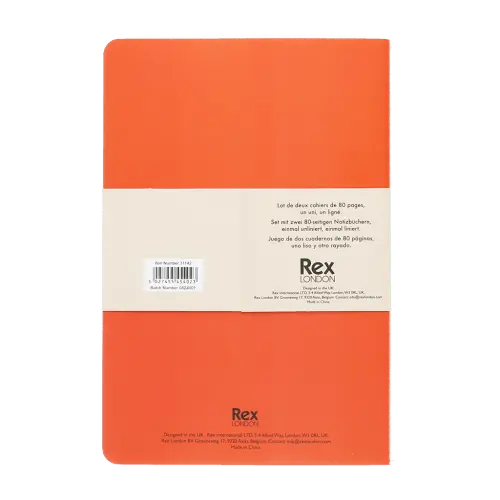 Rex London A5 notebooks (set of 2) - Orange & blue