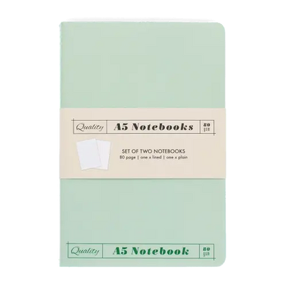 Rex London A5 notebooks (set of 2) - Green & aqua