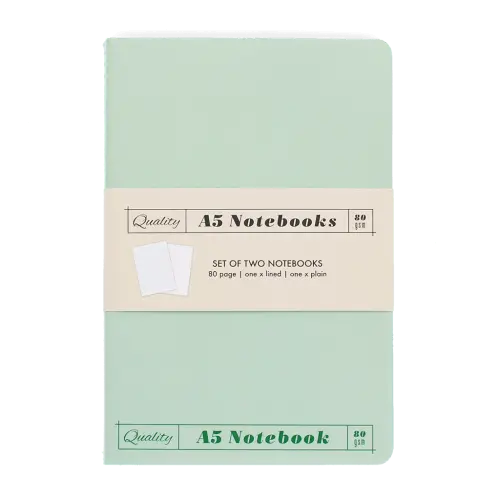Rex London A5 notebooks (set of 2) - Green & aqua