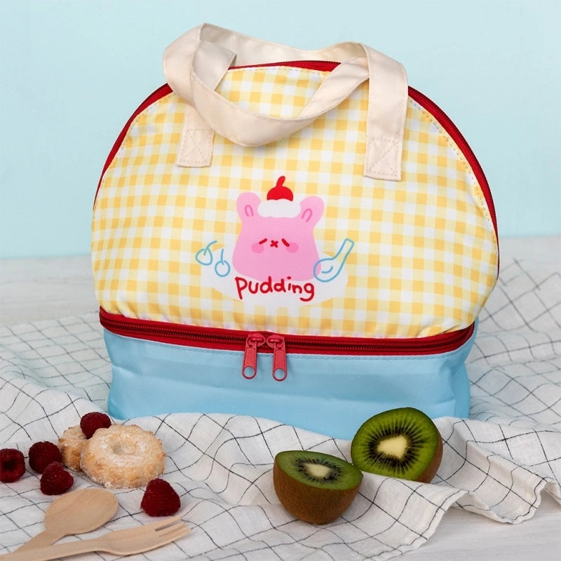 Rex London Dual compartment insulated lunch bag - Kawaii Pudding L- 25 cm W- 16 cm H- 23 cm