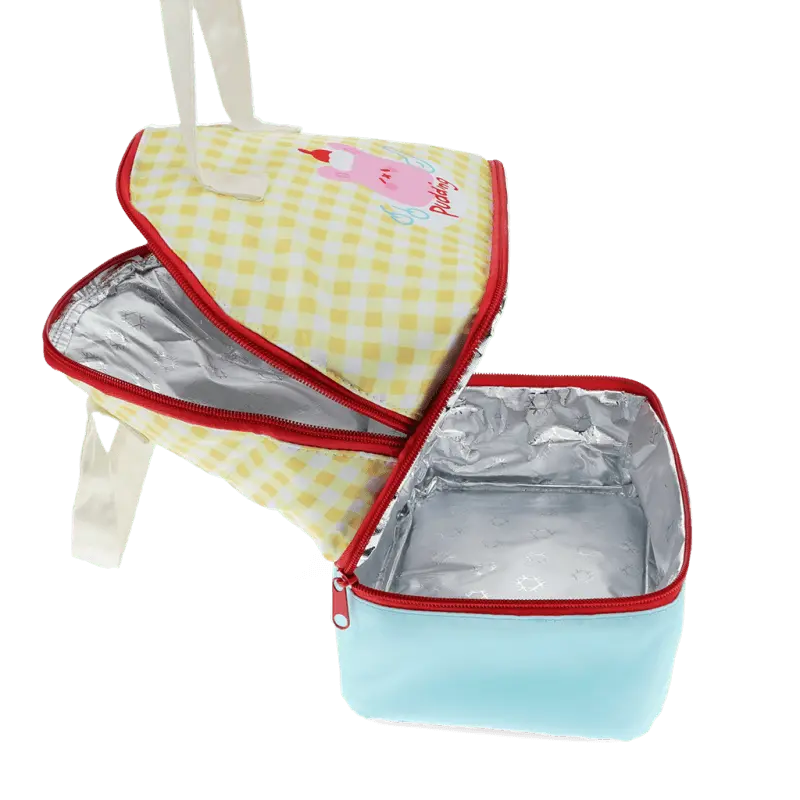 Rex London Dual compartment insulated lunch bag - Kawaii Pudding L- 25 cm W- 16 cm H- 23 cm