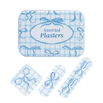 Rex London Plasters in a tin (30 pcs) - Blue Bows L- 10.3 cm W- 7.3 cm H- 2.1 cm