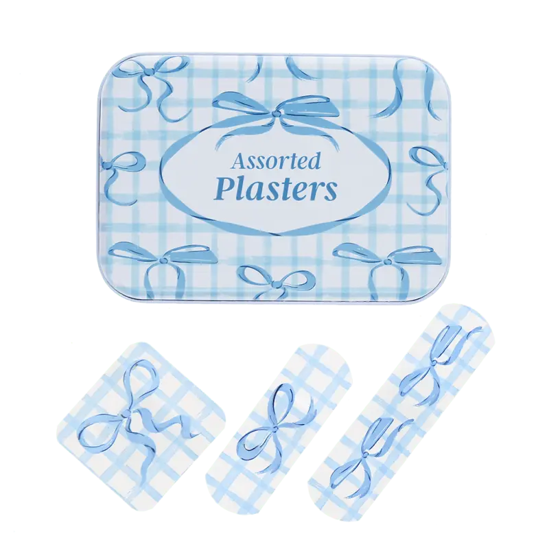Rex London Plasters in a tin (30 pcs) - Blue Bows L- 10.3 cm W- 7.3 cm H- 2.1 cm