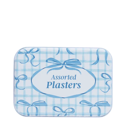 Rex London Plasters in a tin (30 pcs) - Blue Bows L- 10.3 cm W- 7.3 cm H- 2.1 cm