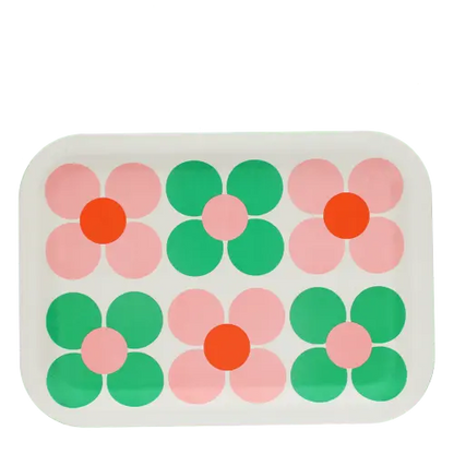 Rex London Wooden tray Pink and Green Daisy L- 28 cm W- 20 cm H- 1.4 cm