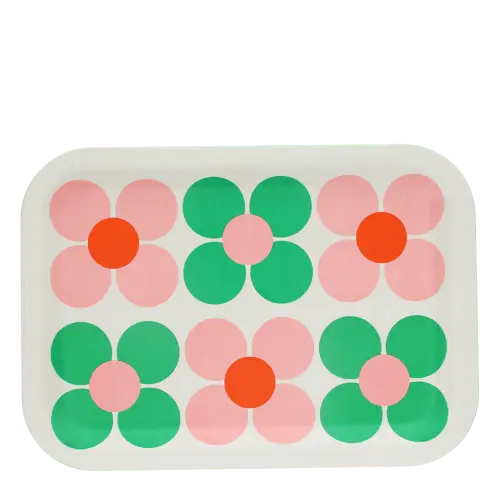 Rex London Wooden tray Pink and Green Daisy L- 28 cm W- 20 cm H- 1.4 cm