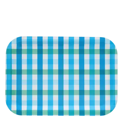 Rex London Wooden tray - Blue Gingham L- 28 cm W- 20 cm H- 1.4 cm