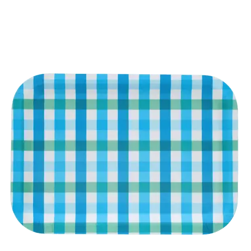Rex London Wooden tray - Blue Gingham L- 28 cm W- 20 cm H- 1.4 cm