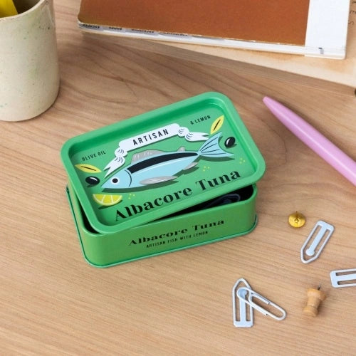 Rex London Mini storage tin with lid - Tuna L- 10 cm W- 6.5 cm H- 3.2 cm