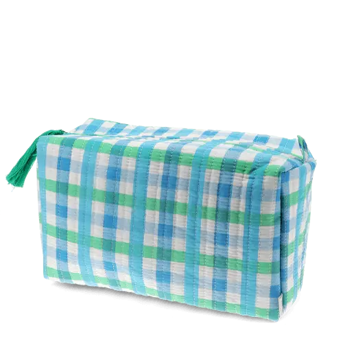 Rex London Quilted wash bag - Blue Gingham L- 25 cm W- 12 cm H- 15 cm