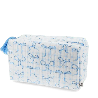 Rex London Quilted wash bag - Blue Bows L- 25 cm W- 12 cm H- 15 cm