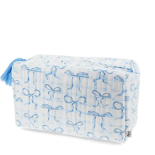 Rex London Quilted wash bag - Blue Bows L- 25 cm W- 12 cm H- 15 cm