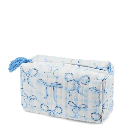 Rex London Quilted makeup bag - Blue Bows L- 16 cm W- 8 cm H- 10 cm