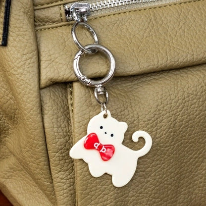 Rex London Keyring bag charm - White kitty cat L- 9 cm W- 4.1 cm H- 0.5 cm