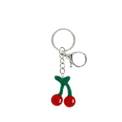 Rex London Beaded keyring bag charm - Cherry L- 10.5 cm W- 3 cm H- 0.5 cm
