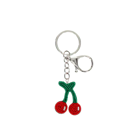 Rex London Beaded keyring bag charm - Cherry L- 10.5 cm W- 3 cm H- 0.5 cm