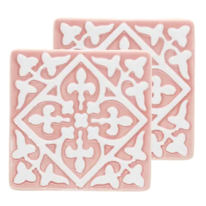 Rex London Ceramic tile coasters (set of 2) - Pink L- 9.4 cm W- 9.4 cm H- 0.8 cm