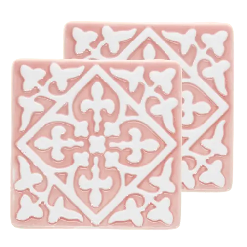Rex London Ceramic tile coasters (set of 2) - Pink L- 9.4 cm W- 9.4 cm H- 0.8 cm
