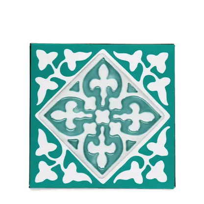 Rex London Ceramic tile coasters (set of 2) - Turquoise L- 9.4 cm W- 9.4 cm H- 0.8 cm