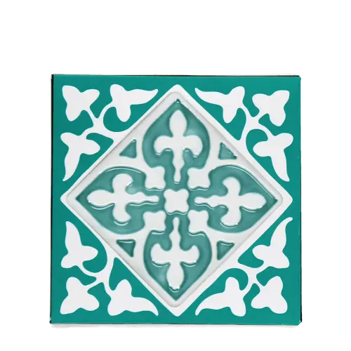 Rex London Ceramic tile coasters (set of 2) - Turquoise L- 9.4 cm W- 9.4 cm H- 0.8 cm