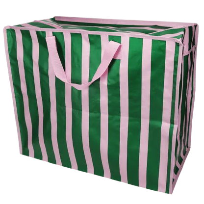 Rex London Jumbo storage bag - Pink with green stripe L- 58 cm W- 28 cm H- 48 cm