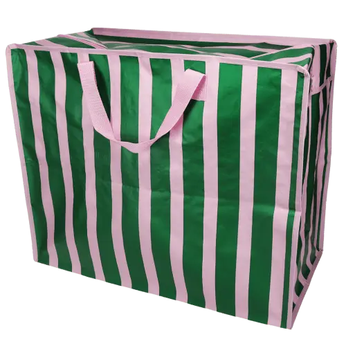Rex London Jumbo storage bag - Pink with green stripe L- 58 cm W- 28 cm H- 48 cm