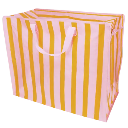 Rex London Jumbo storage bag - Pink with orange stripe L- 58 cm W- 28 cm H- 48 cm