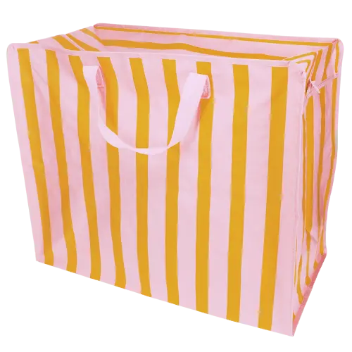 Rex London Jumbo storage bag - Pink with orange stripe L- 58 cm W- 28 cm H- 48 cm