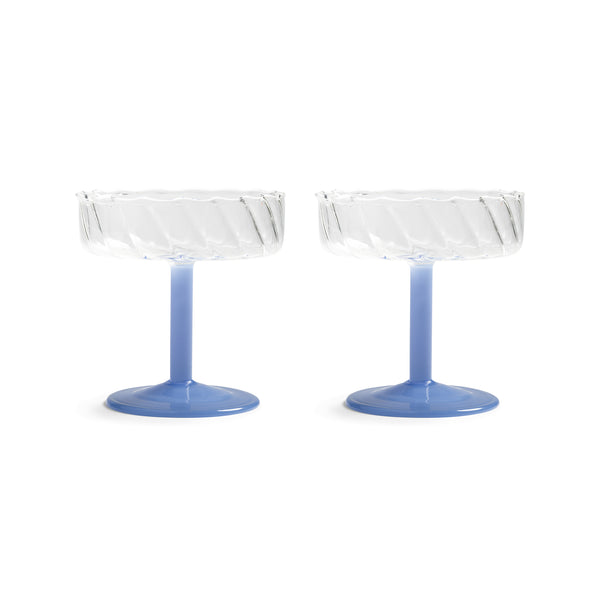 Klevering Coupe Twirl Blue Set Of 2 D- 11 cm H- 11.5 cm Glass