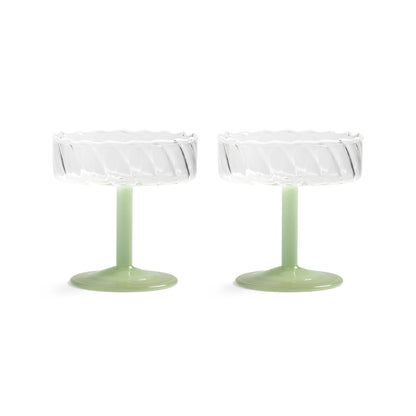 Klevering Coupe Twirl Green Set Of 2 D- 11 cm H- 11.5 cm Glass