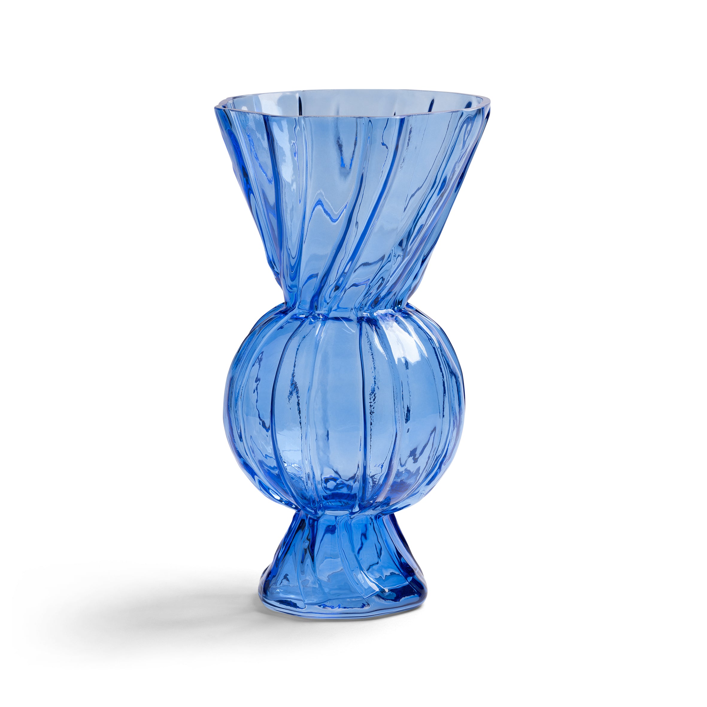 Klevering Vase Rhombic Glass Blue D- 16.5 cm H- 28.5 cm