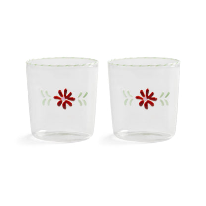 Klevering Glass Flora Red Set Of 2 D- 8.5 cm Capacity 300 ml