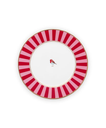 Plate Love Birds Stripes Red Pink (17 cm)
