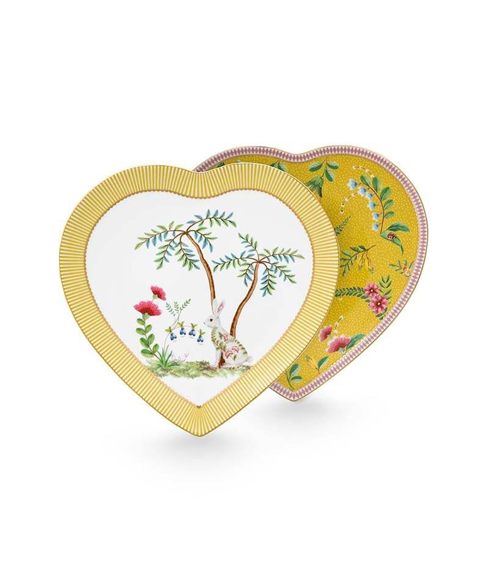 Set/2 Heart Shape Plates La Majorelle Yellow 21.5cm