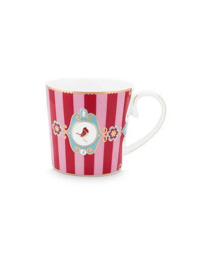 Mug Love Birds Medallion Stripes Red Pink (250 ml)