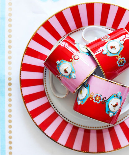 Pip Studio Mug Love Birds Medallion Red Pink Capacity 150 ml Porcelain