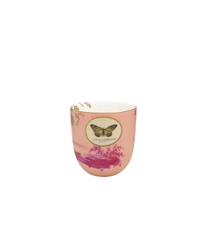 Mug Large Without Ear Heritage Painted Pink (300 ml) - pink ceramic cup delicate butterfly