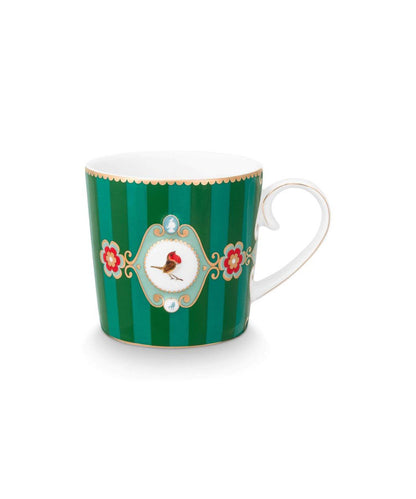 Mug Love Birds Medallion Stripes Emerald Green (150 ml)